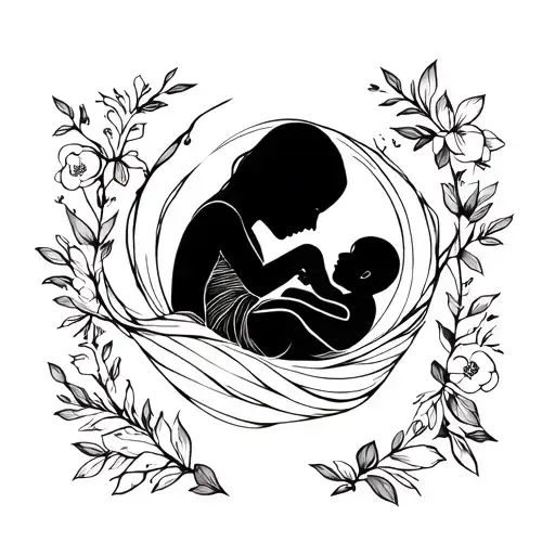 Baby Silhouette With Mom Only Lines