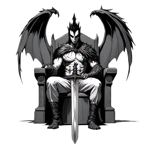 Berserk Guts Sitting On A Throne With His Sword