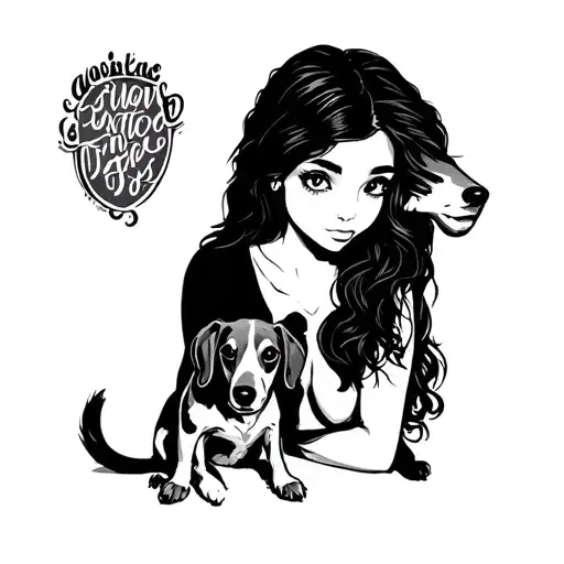 Silhouette Girl With A Sausage Dog