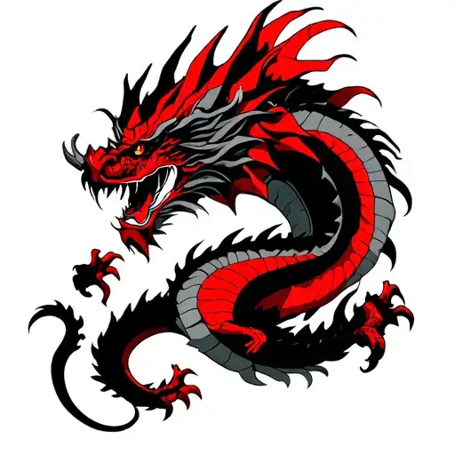 Dragon With Red And Black