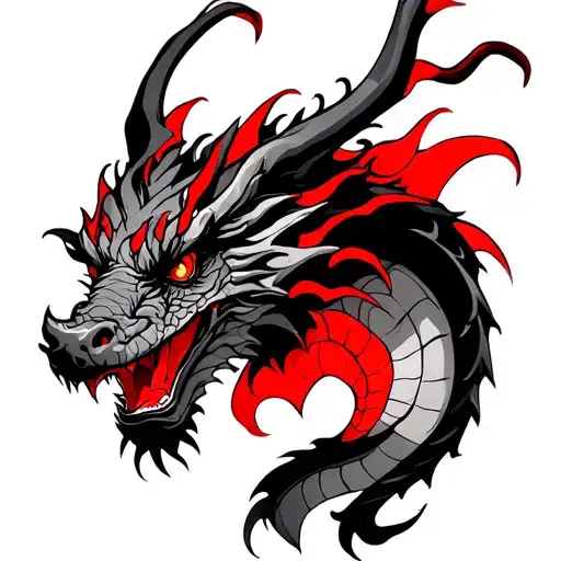 Dragon With Red And Black