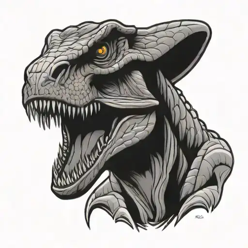 Raptor Dinosaur Outline Cartoon