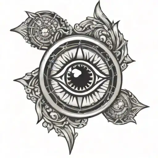 Gemini Line Symbol With The Evil Eye Surrounded