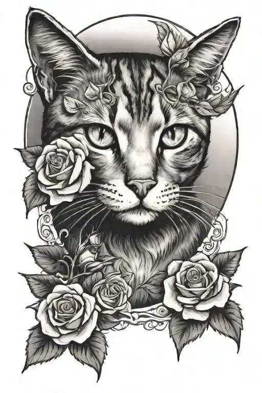 Cat And Roses Moon