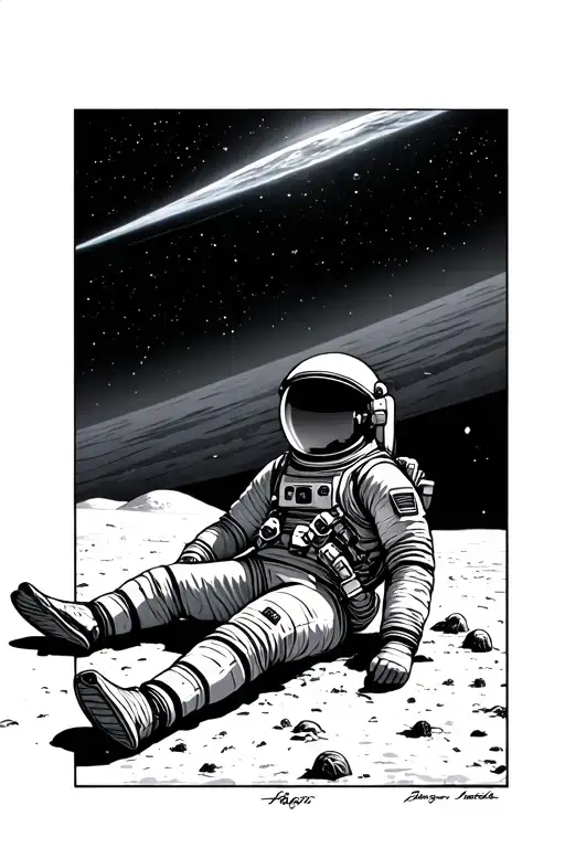 Astronaut Laying On The Ground And Contemplating The Sky