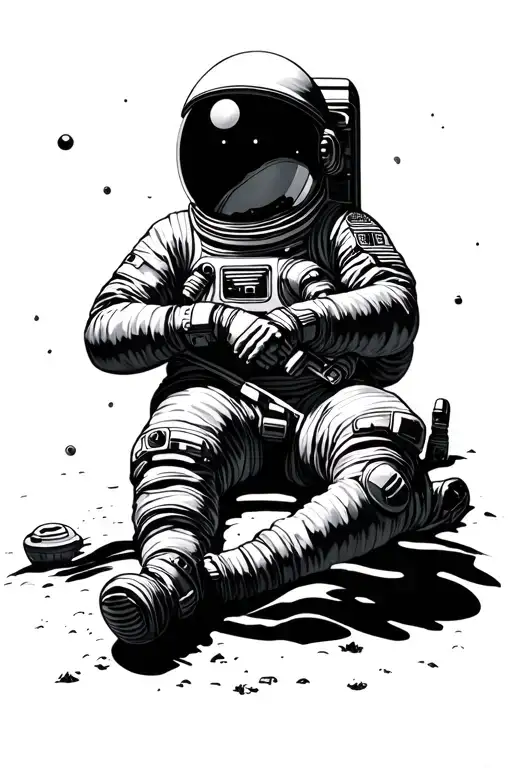Astronaut Laying On The Ground On Earth And Contemplating The Sky