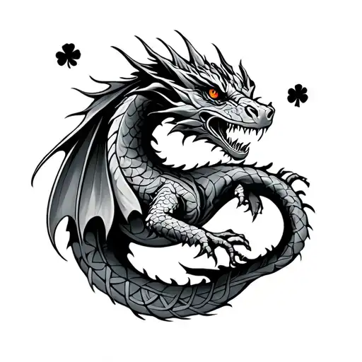 Celtic Dragon Shamrock Surrounded