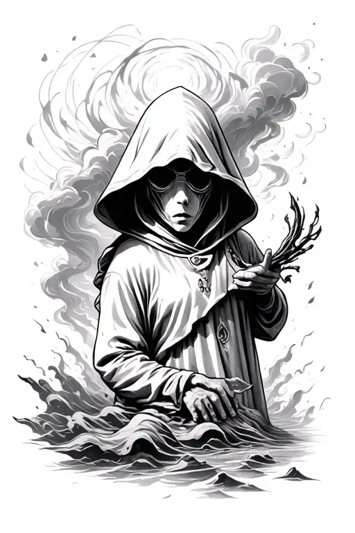 Hooded Figure Emerge From Tornado