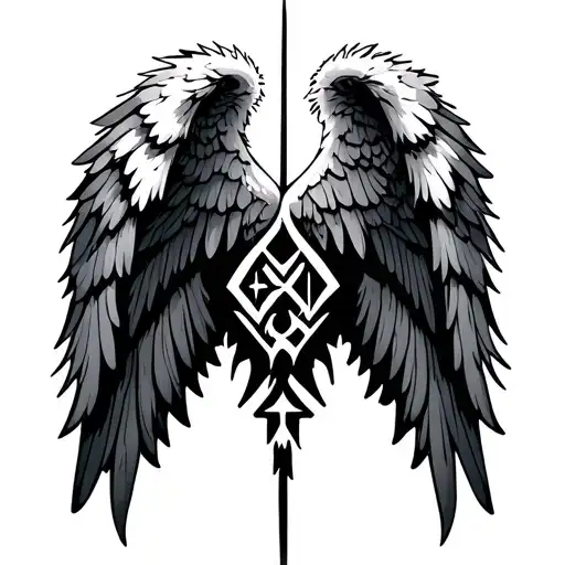 Wings Extended With Nordic Runes