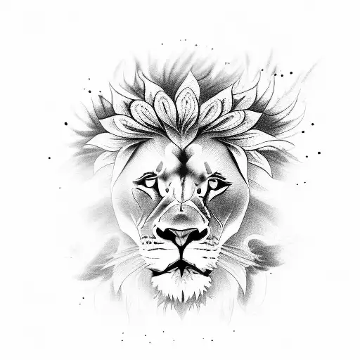 A Lion In A Karate Stance Surrounded By Flowers