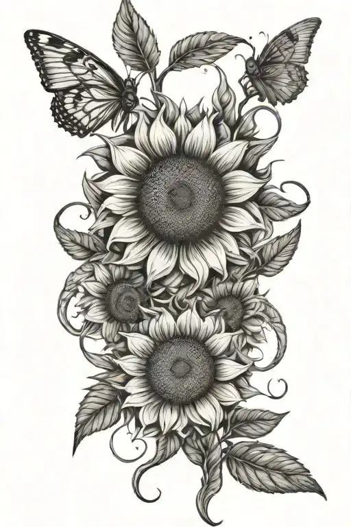 Sunflowers With Peace Signs Intertwined With A Sunset