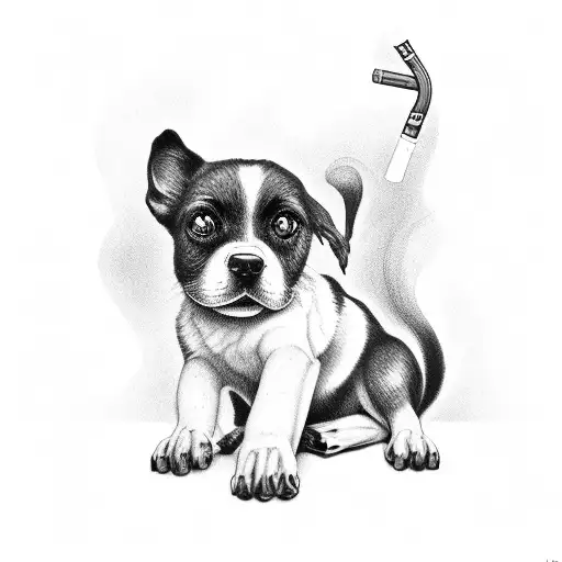 Black Dog Smoking A Cigarette