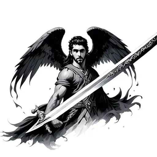 Miguel Angel Holding Art A Sword