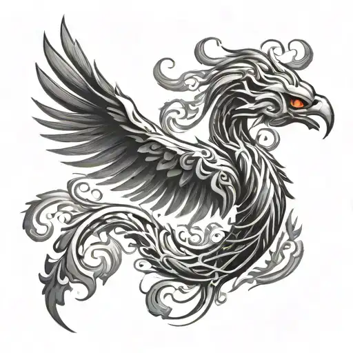 A Phoenix Rising From The Flames In The Shape Of A Scorpion