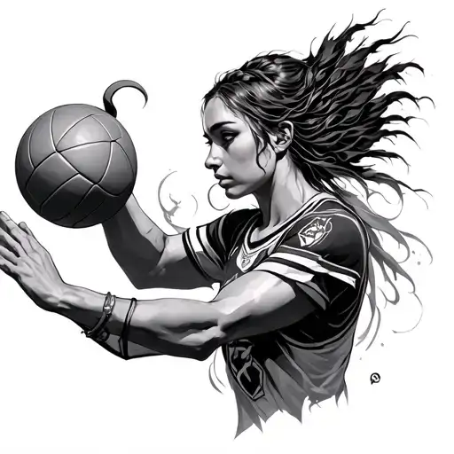 Nordic Goddess Ydun Playing Handball