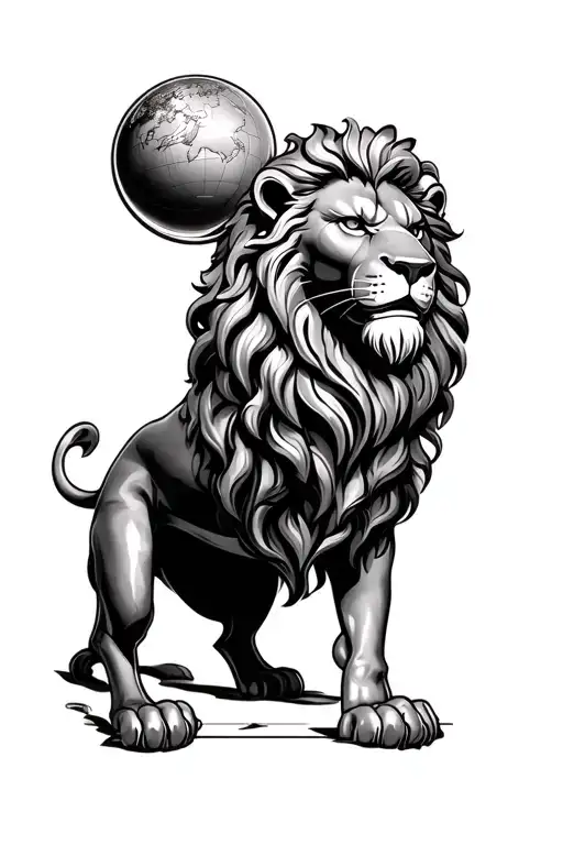 Hercules Lion Globe Surrounded