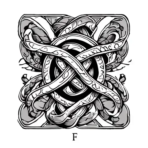 Celta Knot With Lyrics A And F In Black And White