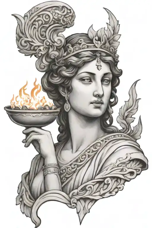 Hestia With Fire Greek Statue