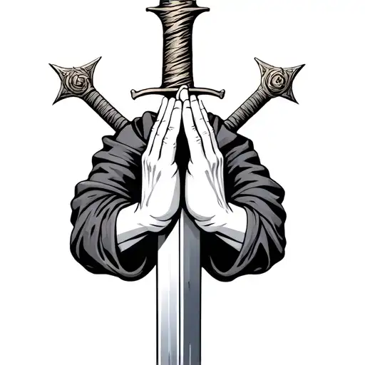 Praying Hands With Sword Wrapped