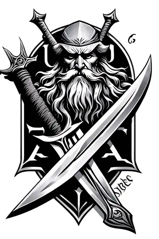 Norse God Odin Sword With Letter A