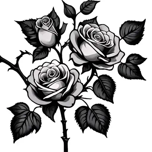 Roses On A Vine With 4 Falling Petals