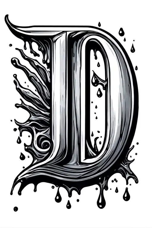 D Letter And Water Drop Falling