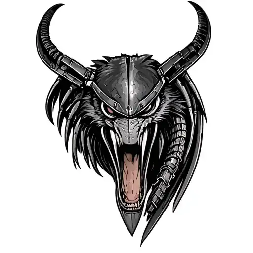 Alien Vs Predator Tattoo With The Predator Named Wolf And The Predalien