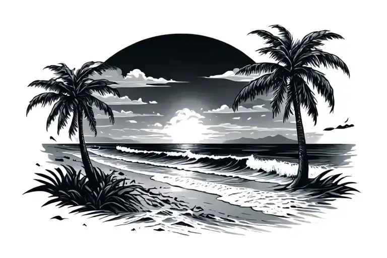 Beach And Date Tattoo Design