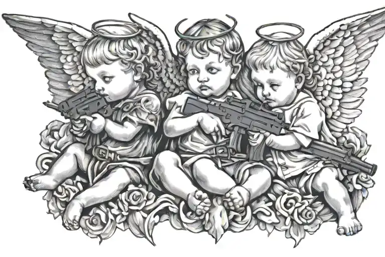 3 Angel Baby's With Guns Wearing Shiesty