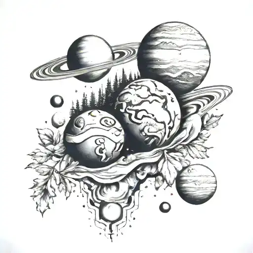 Planets Over Forest Filled