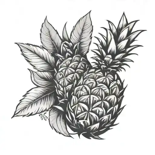 A Black And Grey Tattoo Of A Pineapple Wearing A Cleveland Guardians Jersey