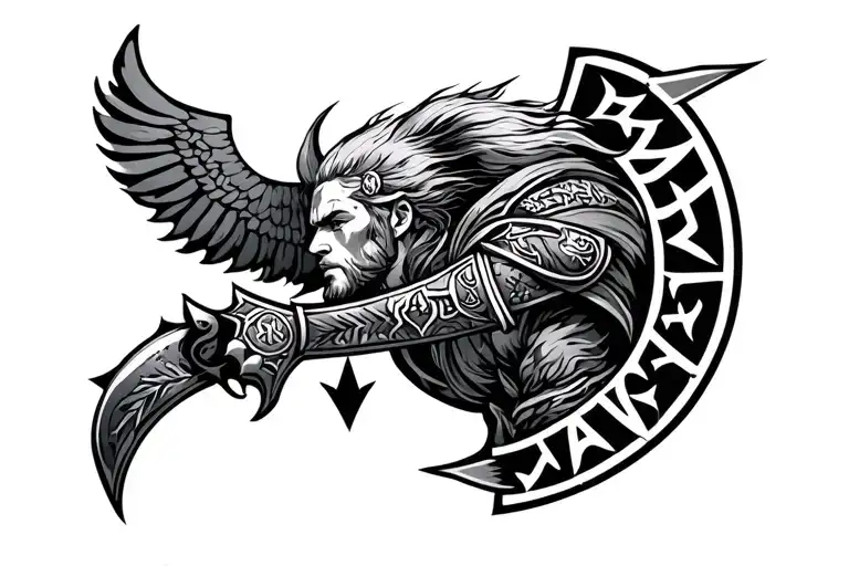 Nordic Fighter With Runes Engraved Style
