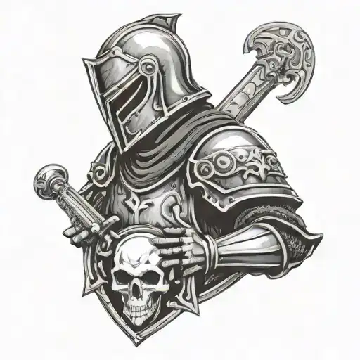 Medieval Knight With Skull Wearing