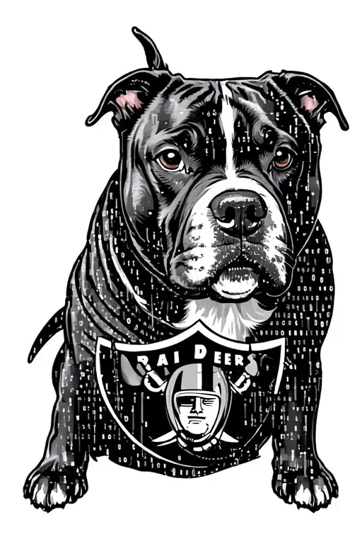 Mom Dog And Raiders Logo Morphed Mix Of Binary Code Representing