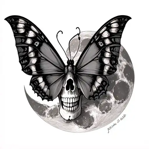 Lunar Moth And Skull