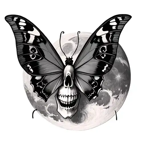 Lunar Moth And Skull