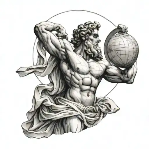Greek God Atlas Holding The Globe Above His Head