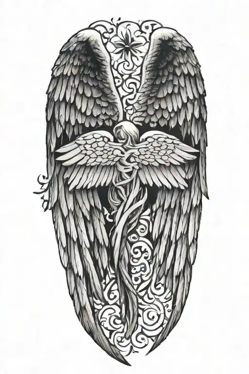 Memorial Angel Wings Wrapped Loosely Infront