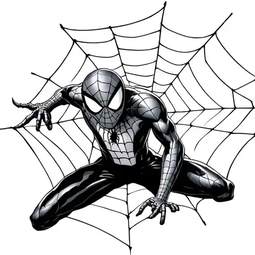 Spiderman With Web And Spider