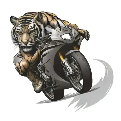A Tiger Riding On A Yamaha R1