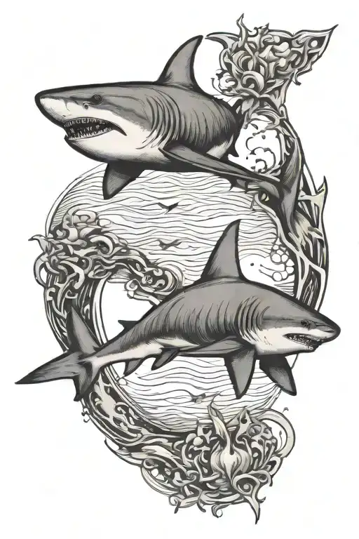 Vermont Shape Into Ocean With Sharks