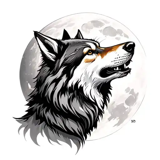 Wolf Howling With The Moon