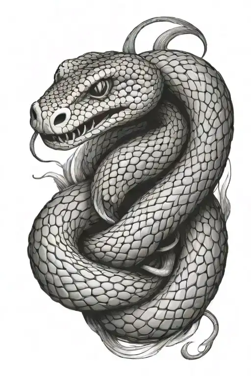 Snake Coiled Around