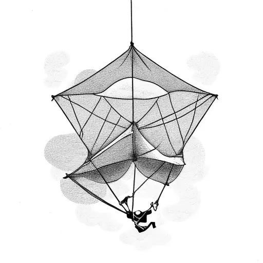 A Cloud With A Parachute Hanging From It In A Diamond Shape