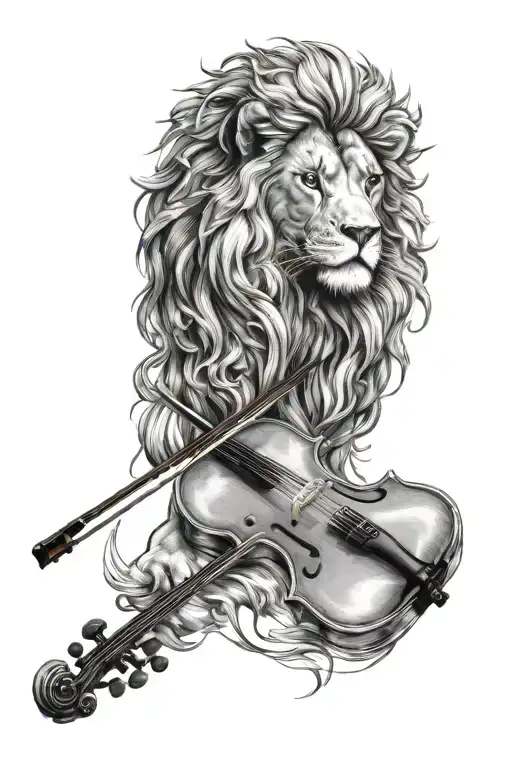 Angel Wings Lion Head Leo Sign Violin