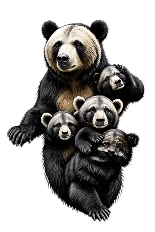 Mama Bear And Cubs Surrounded