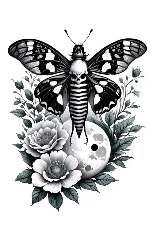 Death Moth And Moons And Flowers