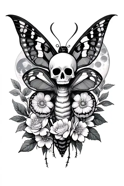 Death Moth And Moons And Flowers