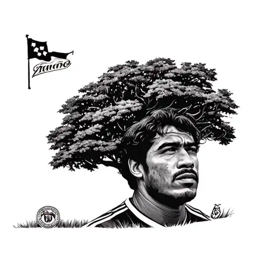 Maradona With Boca Under A Tree