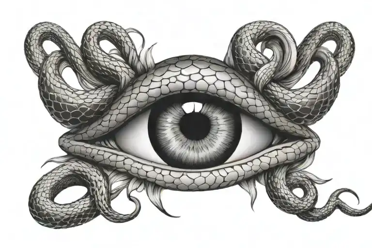 Human Eyes With Snake Intertwined